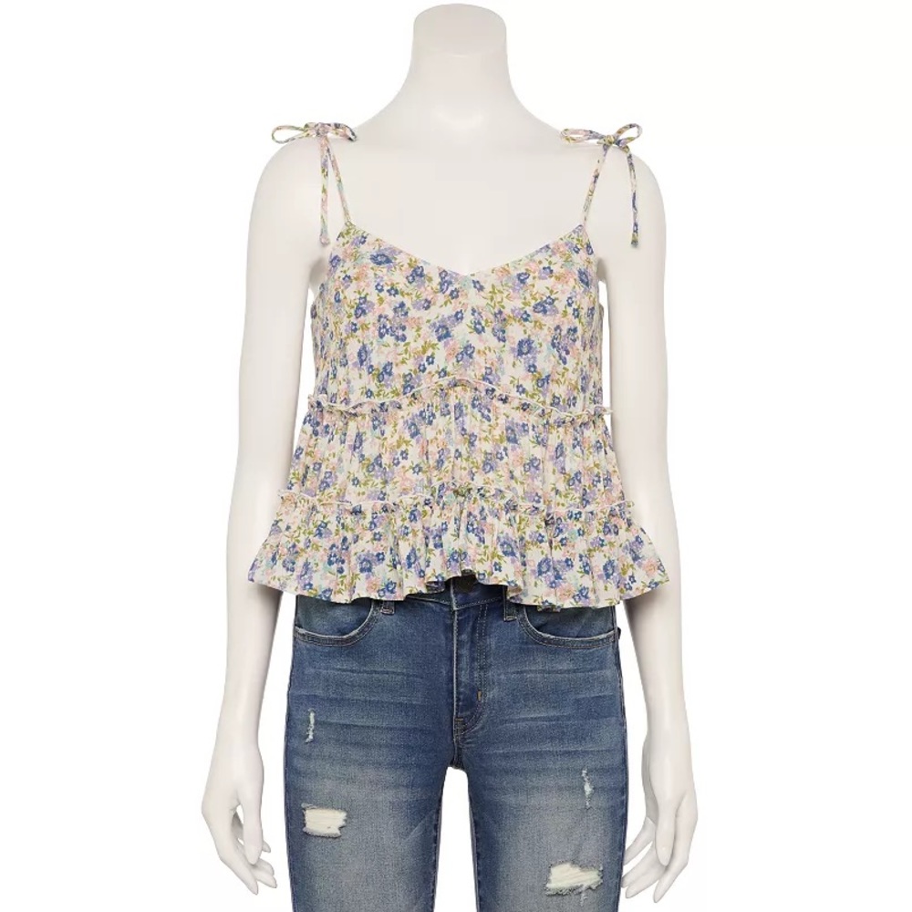 Tied Strap Babydoll Tank Top
